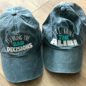 Set of funny ball caps denim blue